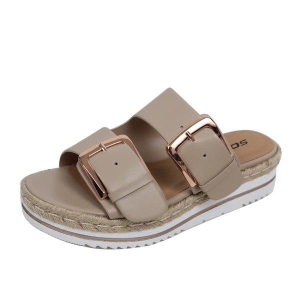 Shoes - Size 8.5 Natural Open Double Buckle Espadrille